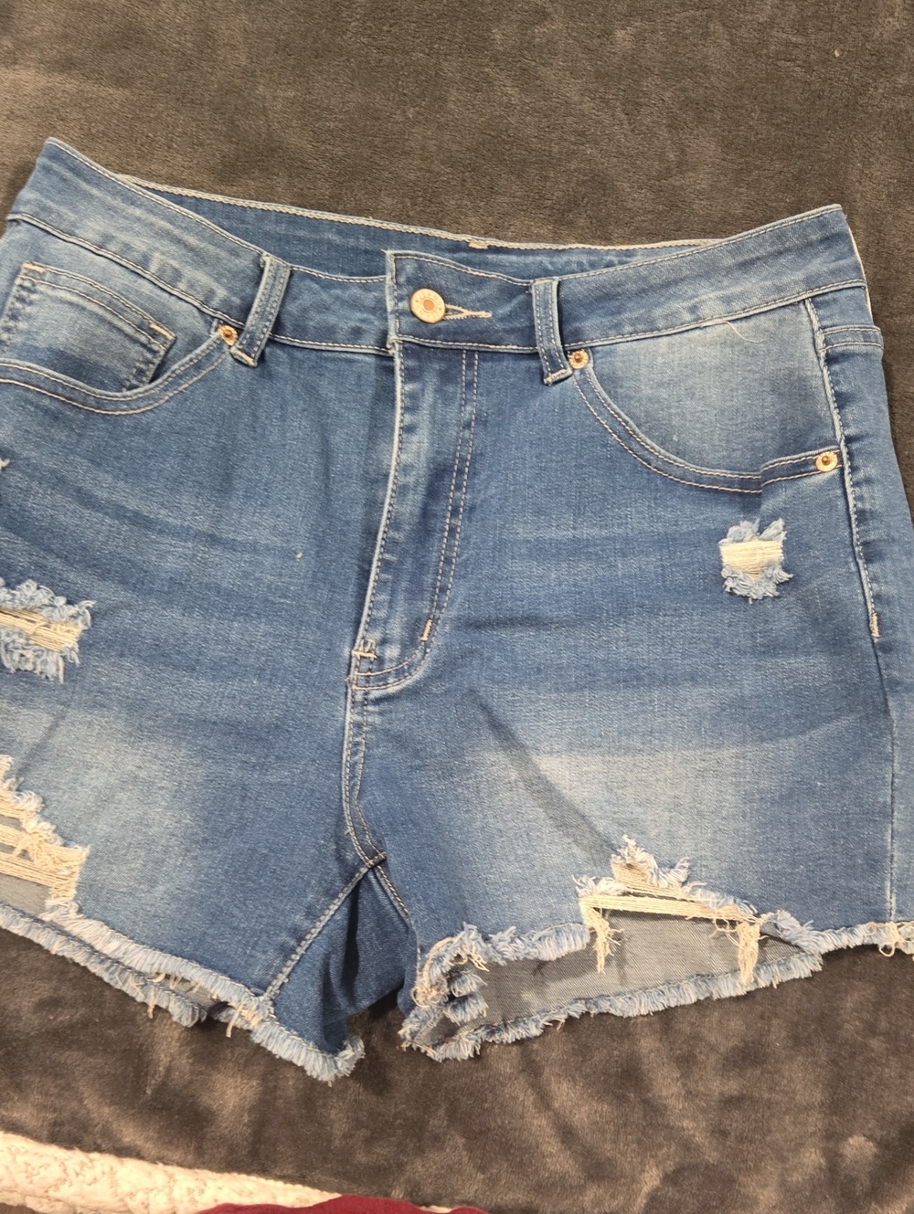 Distressed Light Blue Denim Jean Shorts for Women